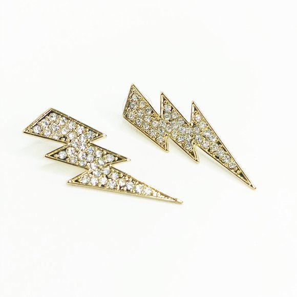 Electric Lightning Bolt Pave Earrings - Picture 4 of 4